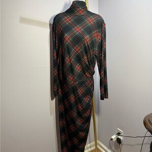 Norma Kamali Checked Stretch-Jersey Turtleneck Midi Dres Size XL